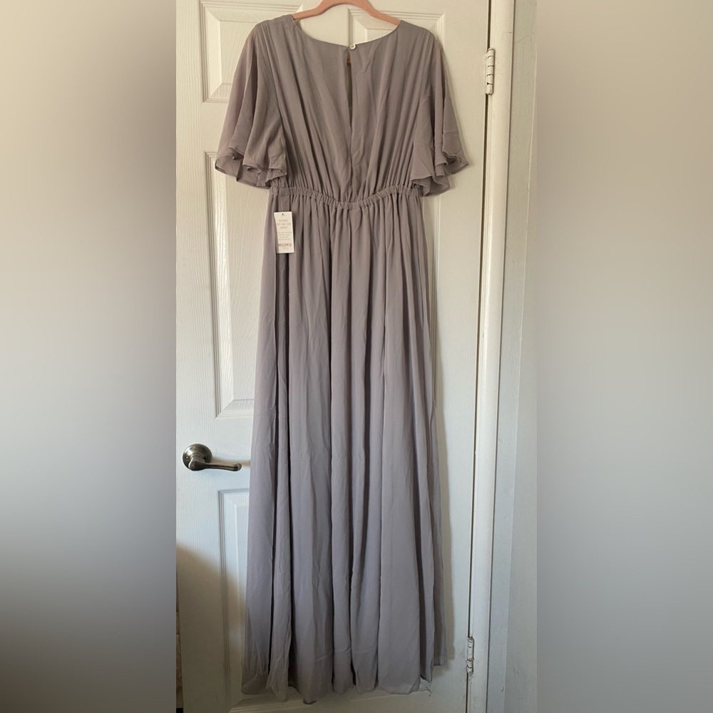 NWT Show Me Your Mumu Emily Empire Maxi Dress Dove Grey Chiffon Size‎ 1X - Picture 7 of 10